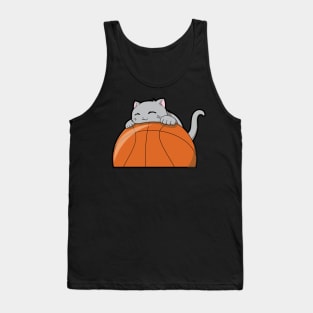 Cute Cat Hugging A Basketball Tank Top